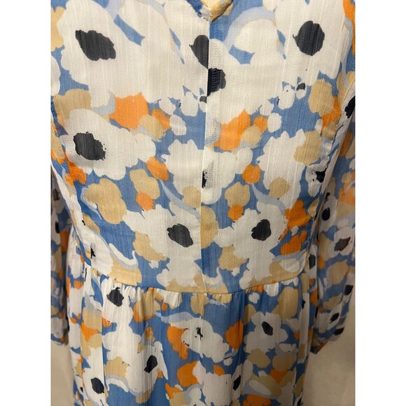 NWT Joie Floral Fields Midi Dress Blue Orange L Fairy Timeless Tiered - Picture 16 of 16